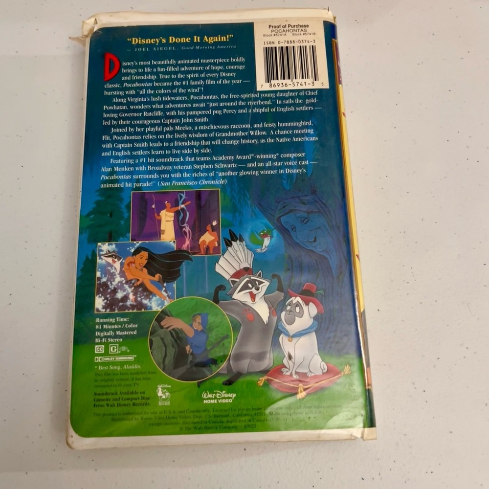 Disney’s Masterpiece Collection Pochahontas 5741 VHS Movie - Picture 7 of 14